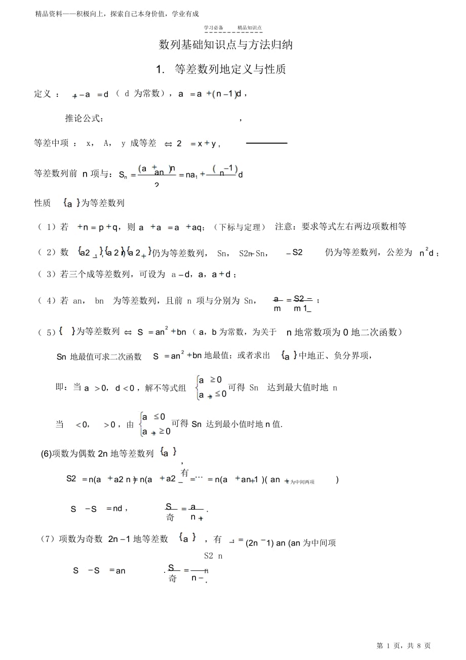 最全面数列基础知识点和方法归纳2021_第1页