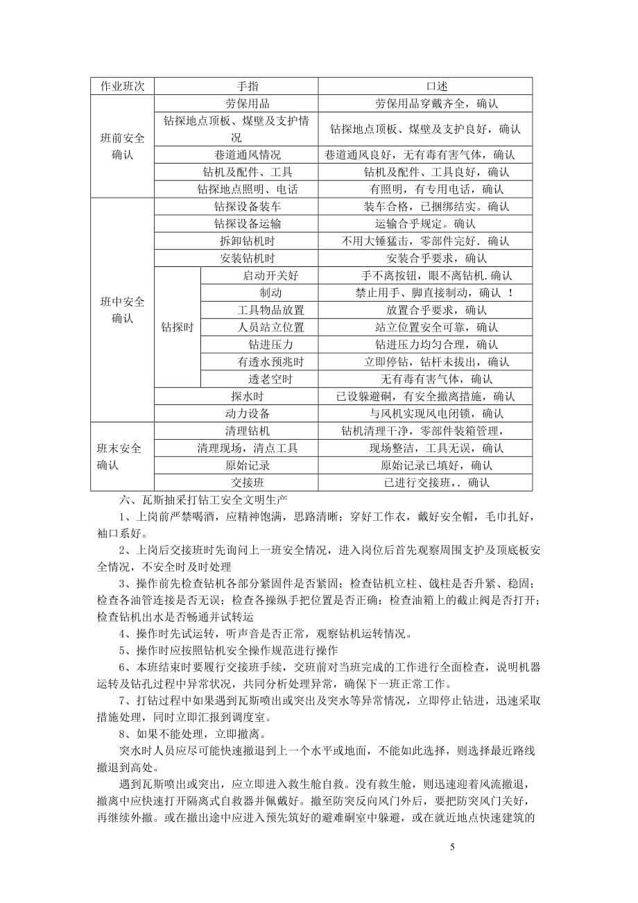 3煤矿瓦斯抽采打钻工操作规程及手指口述上墙_第5页