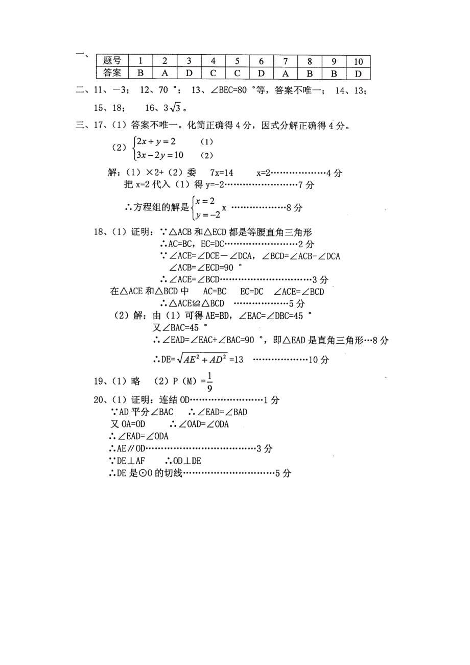 2010年大田县中考数学试题及答案_第5页