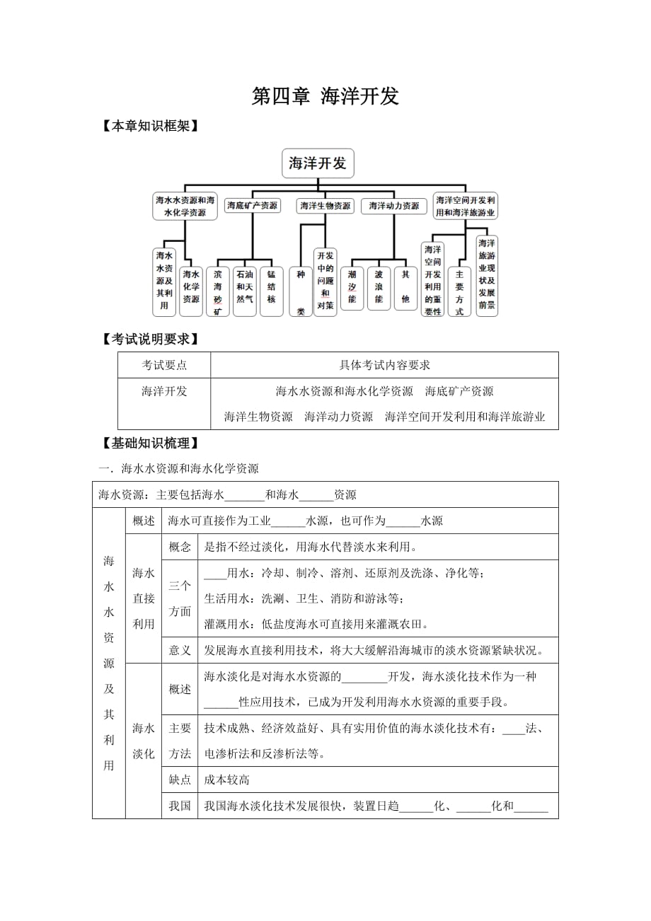 高考地理一轮全程复习方案第52讲海洋地理(海岸开发)湘教版_第1页