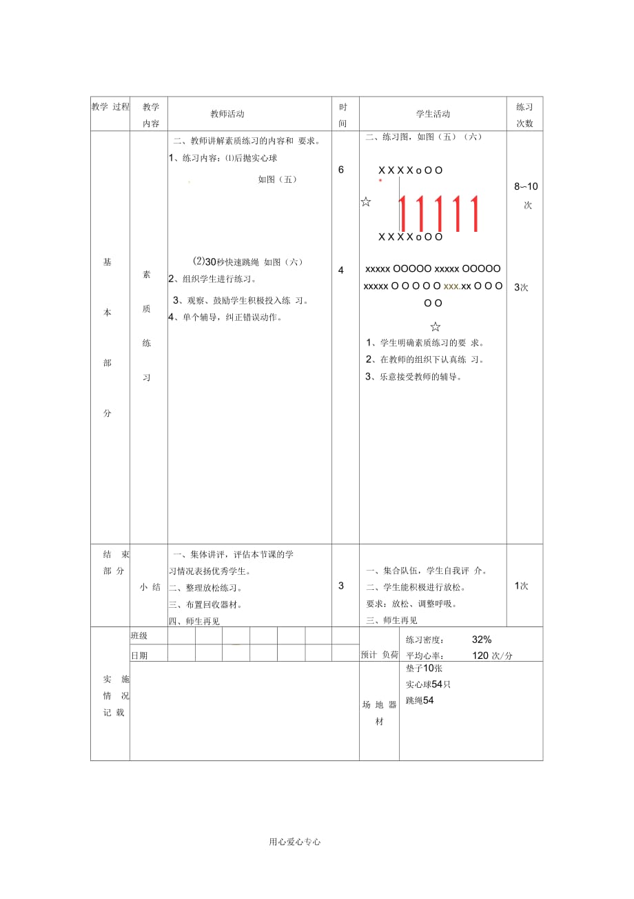 江苏省徐州市第二十二中学八年级体育第10次课教案_第4页