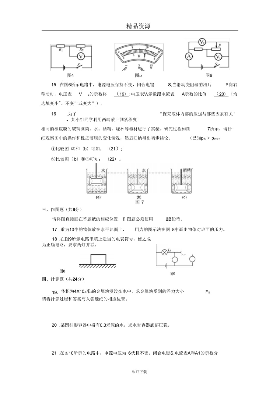 上海市浦东新区2010-2011学年九年级第一学期期末质量检测理化试题_第3页