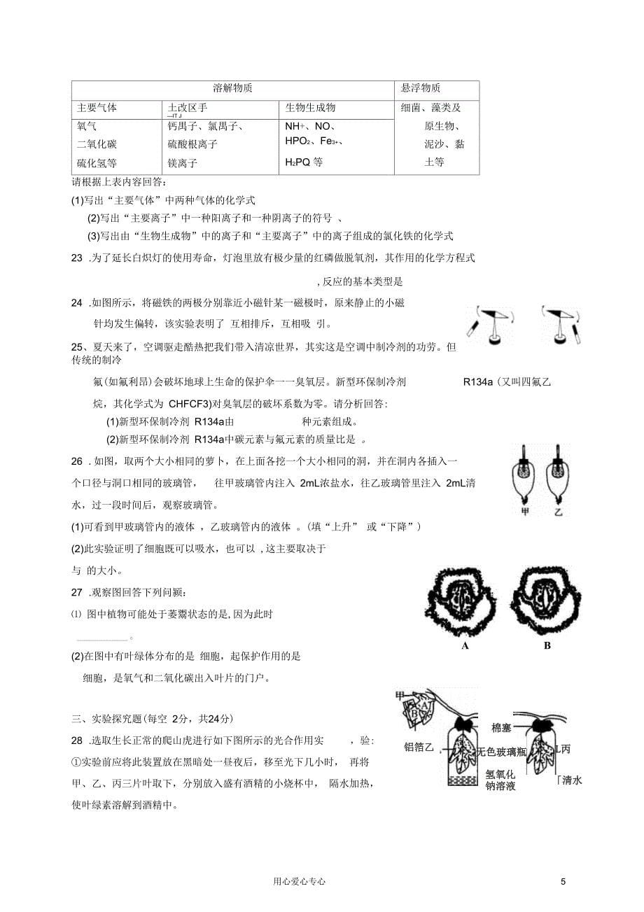 浙江省苍南县钱库四中2011-2012学年八年级科学下学期第二次月考试题浙教版_第5页