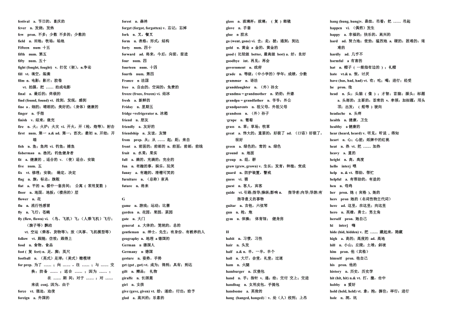 初中英语课程标准五级词汇表(打印版)(总11页)_第4页