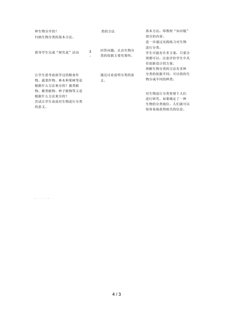 2019最新冀教版生物七上第一节《尝试对生物进行分类》教案二_第4页