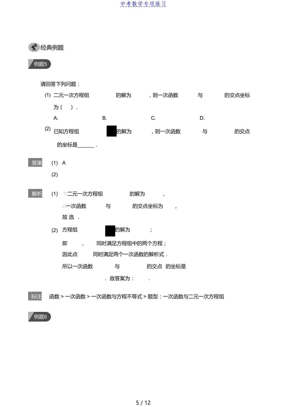 中考数学第9讲二元一次方程组与一次函数(教师版)_第5页