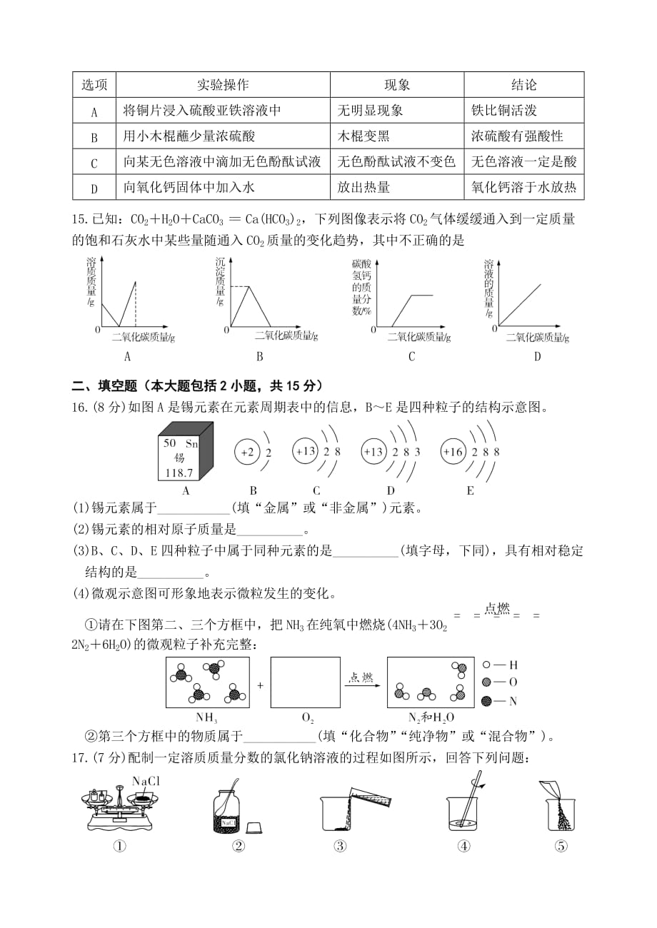 2021年广东省初中学业水平考试化学模拟试卷（二）（WORD版含答案）_第3页