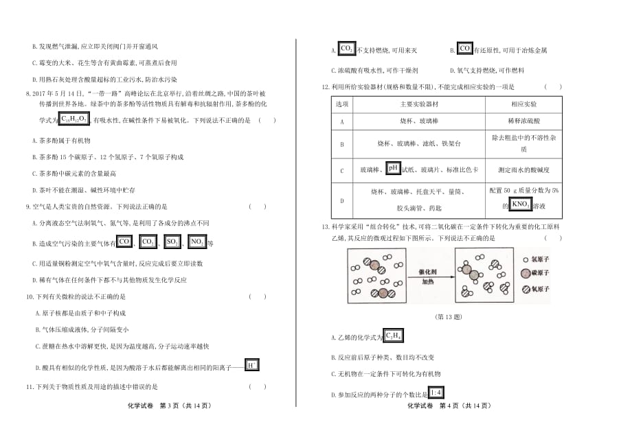 2017年山东省莱芜市中考化学试卷(总7页)_第2页