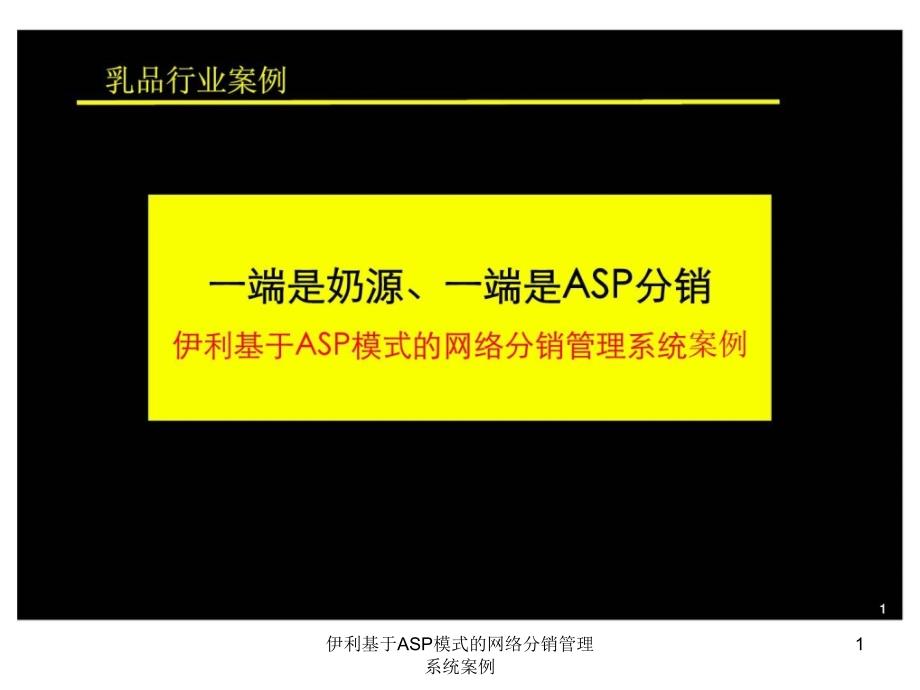 伊利基于ASP模式的网络分销管理系统案例课件_第1页