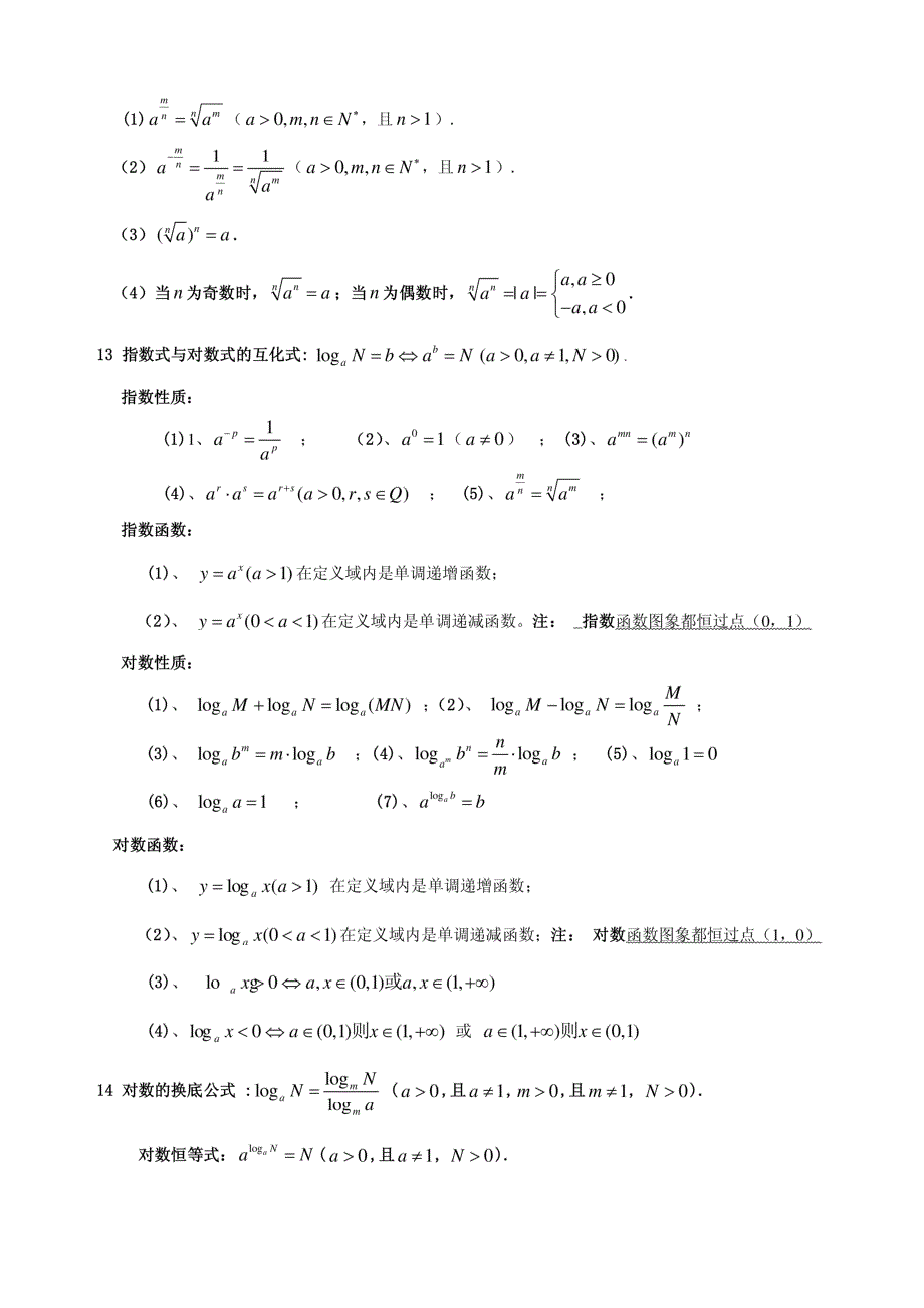 高中数学高考提分复习公式与结论_第4页