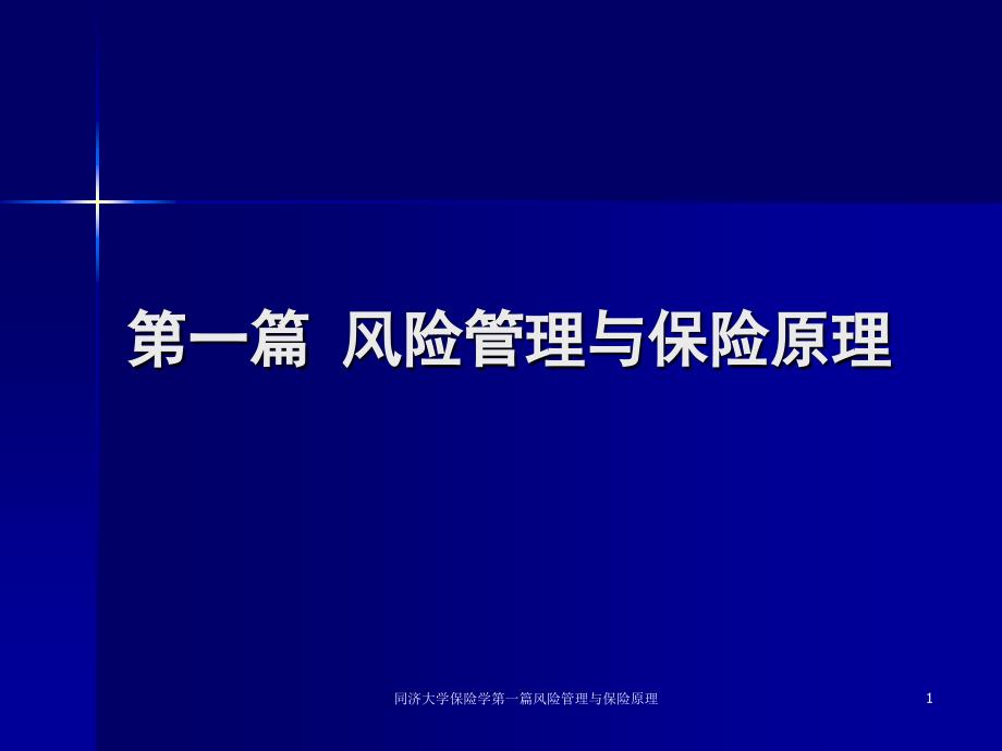 同济大学保险学第一篇风险管理与保险原理课件_第1页