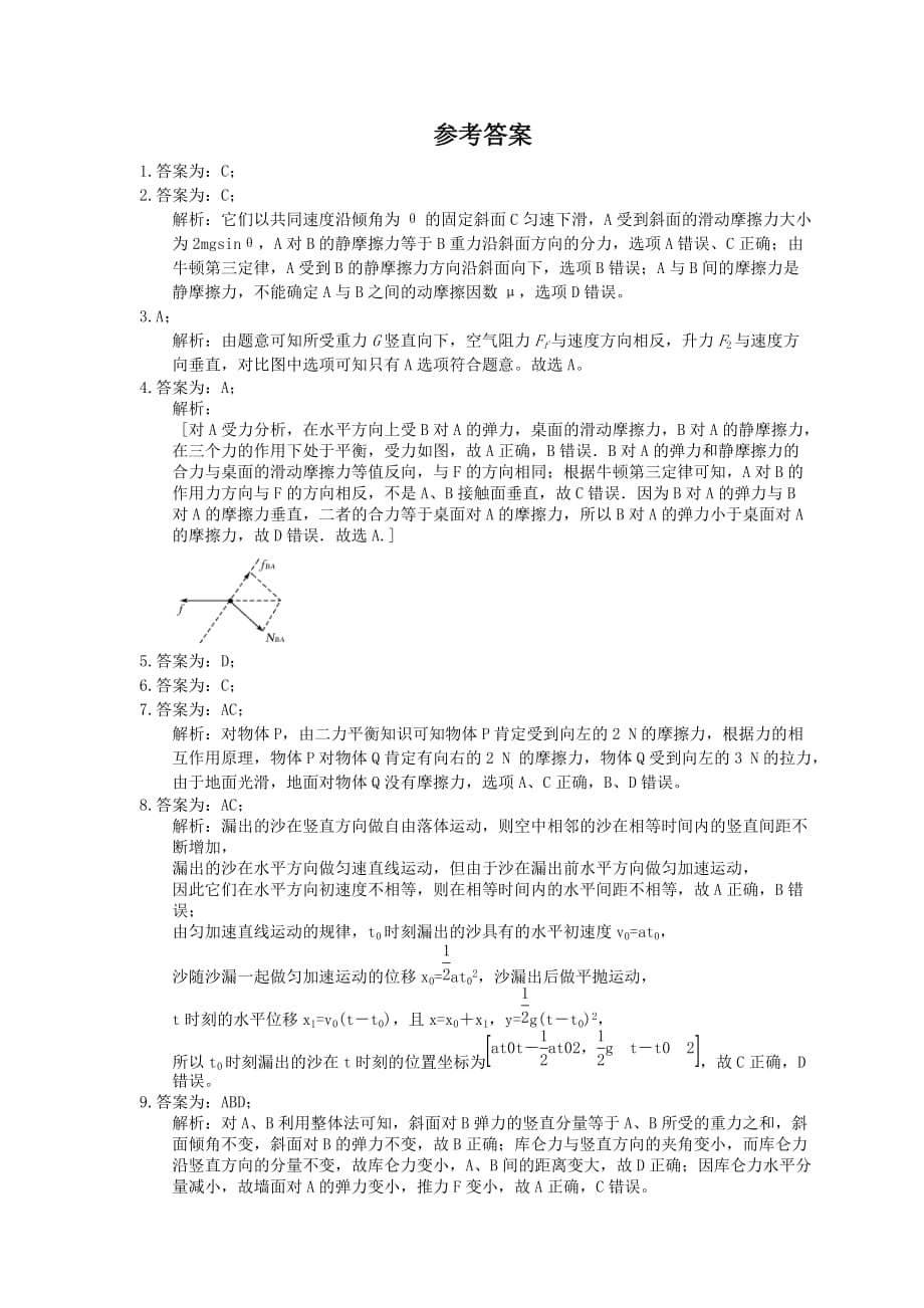 2021年高考物理三轮冲刺《力与物体平衡》练习三（含答案详解）_第4页