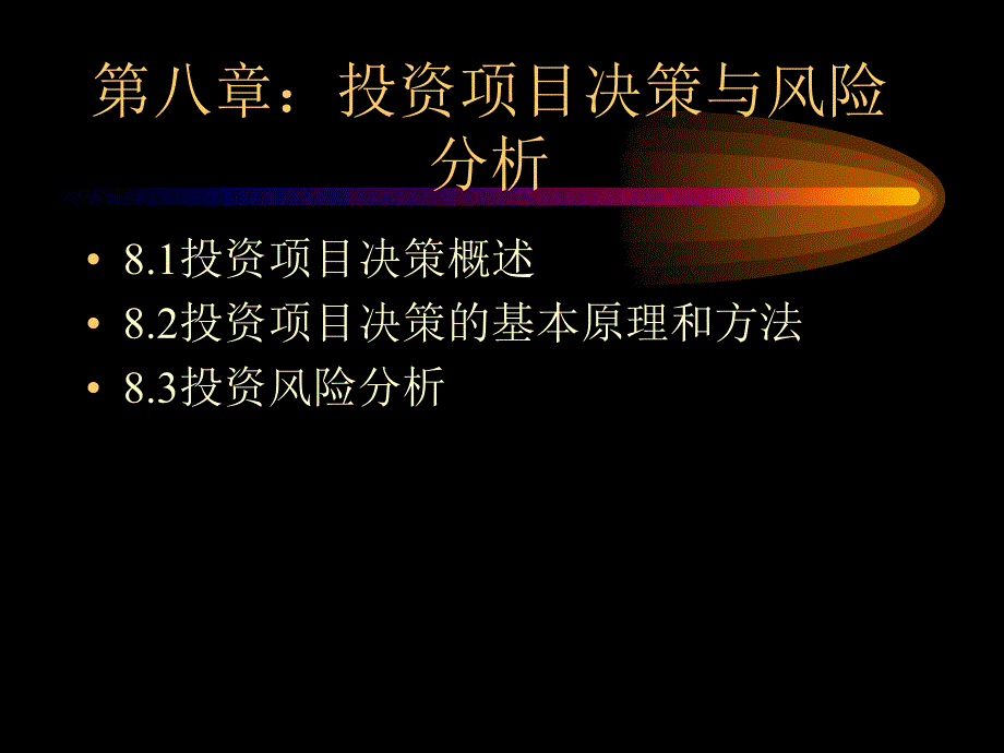 [精选]第八章：投资项目决策与风险分析_第1页