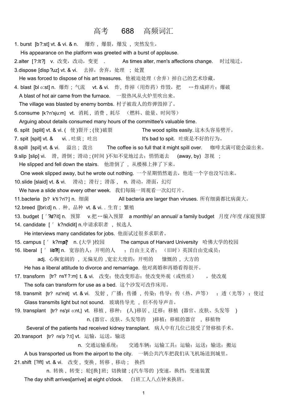 (word完整版)高考688高频词汇_第1页