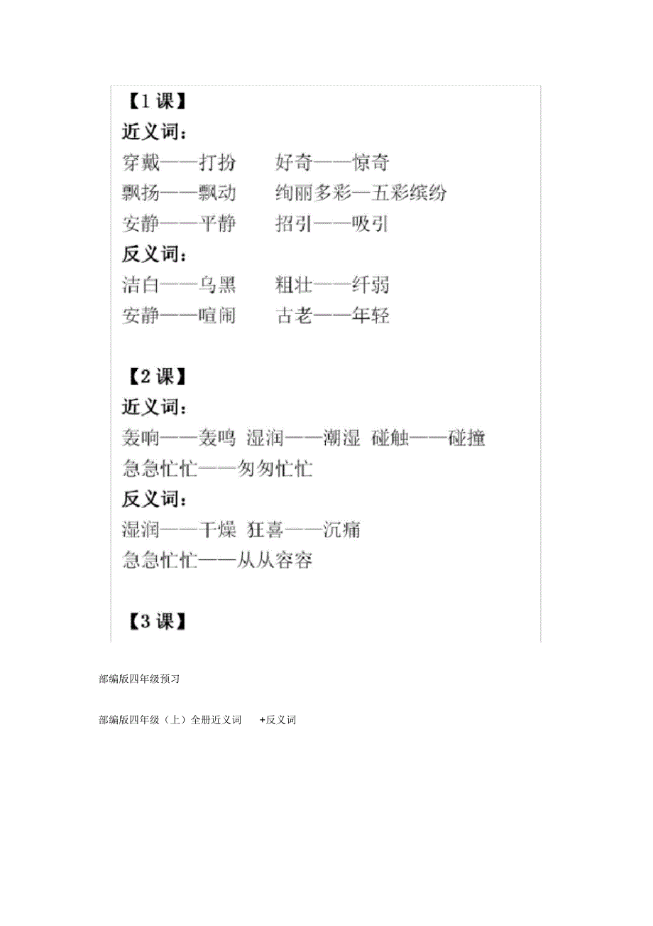 1-6年级年级(上)全册近义词+反义词,学习必备!_第3页