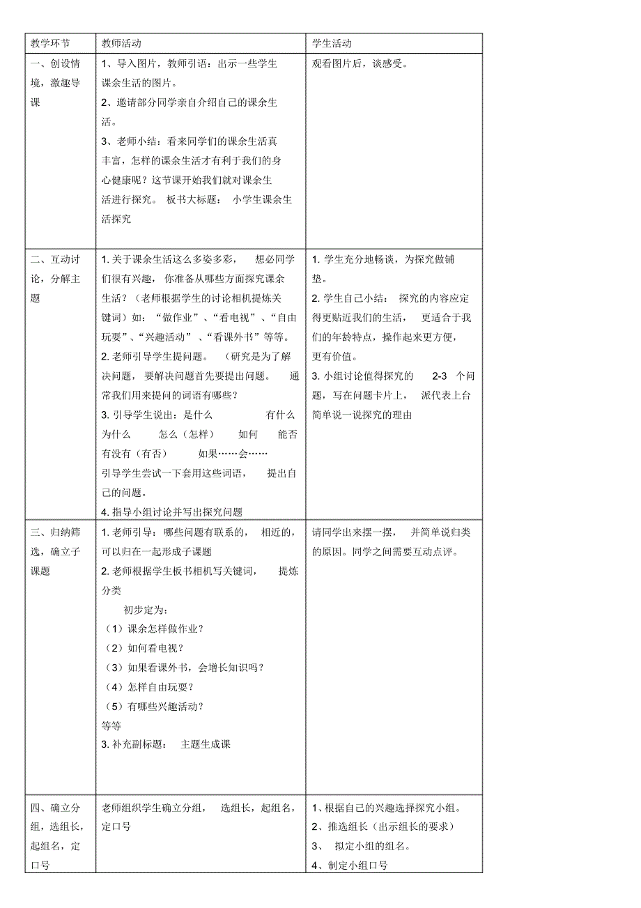 三年级综合实践活动《小学生课余生活探究》主题教学设计201803_第2页