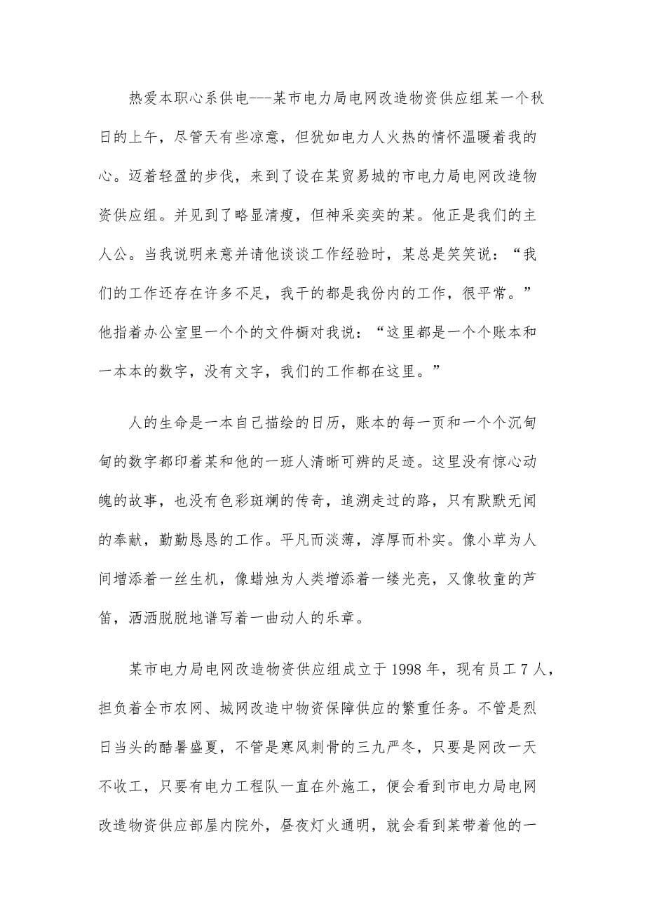 精简电力行业优秀员工个人先进事迹材料例文5篇_第5页