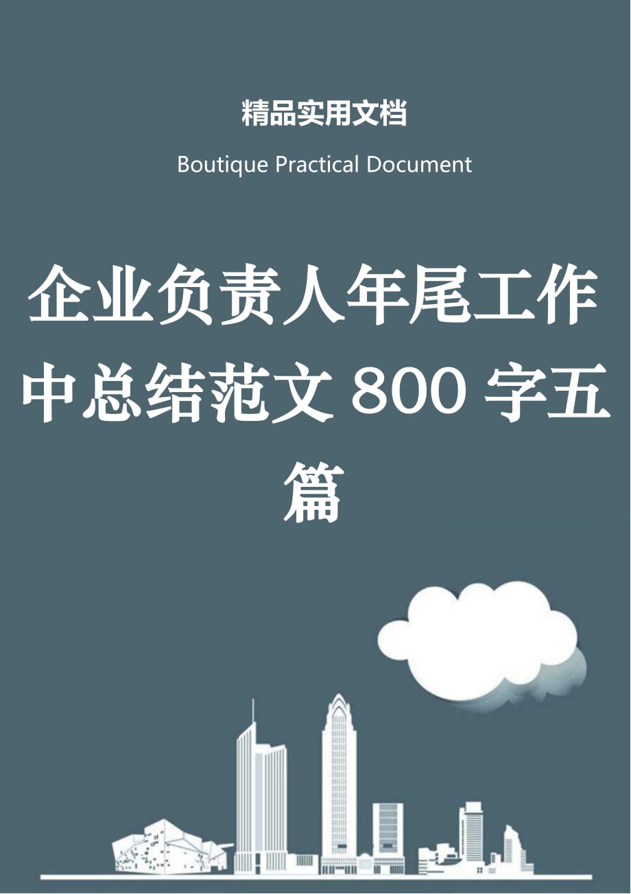 企业负责人年尾工作中总结范文800字五篇_第1页