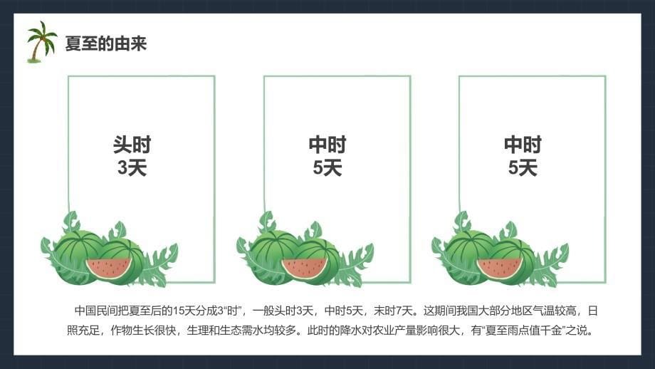 简约卡通风二十四节气夏至节日介绍PPT模板_第5页
