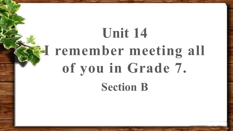 Unit 14 I remember meeting all of you in Grade 7 Section B 第1课时公开课教学PPT课件【人教版九年级英语】_第1页