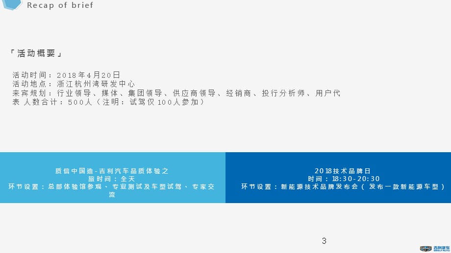 【发布会案例】2018吉利汽车品牌活动方案编辑版_第3页