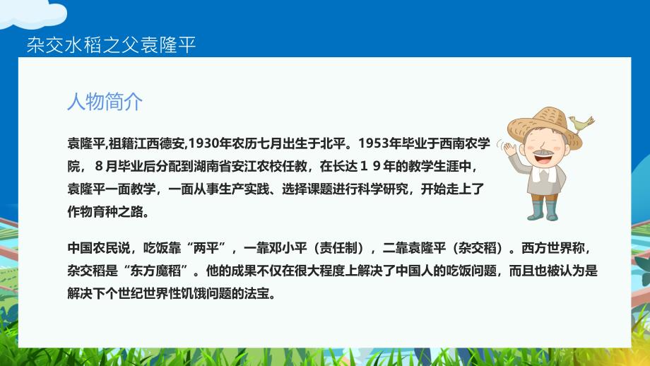 中国工程院院士杂交水稻之父袁隆平PPT课件_第4页