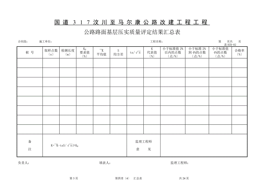 第三章公路工程(全套完整内业资料表格（Word版）)(3)各类汇总表_第3页