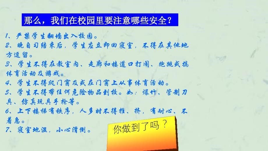 安全和谐遵守纪律主题班会课件_第5页