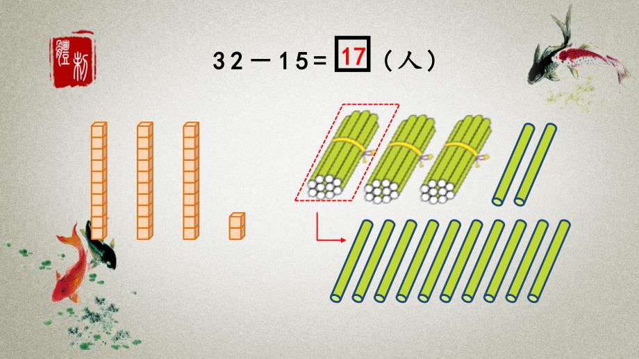 北京课改版数学一年级下册《第四单元 加法和减法（二） 4.6 两位数减两位数(退位)》PPT课件_第4页