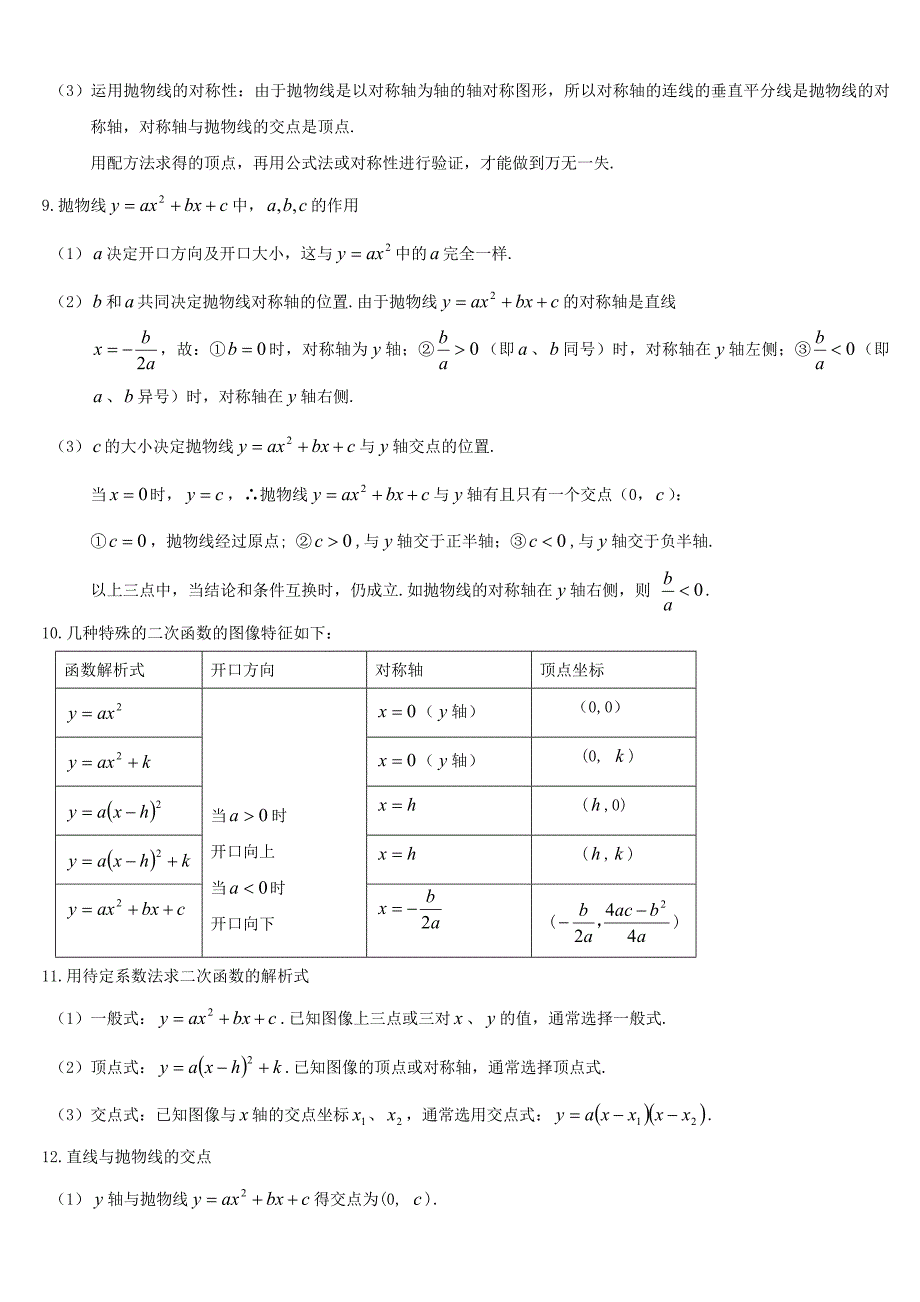 初中数学九年级下册第二十六章二次函数知识点总结及_第2页