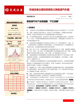 机械设备行业：新能源汽车产业链蕴藏“千亿宝藏“_市场营销_市场研究报告_新能源汽车_doc可编辑版