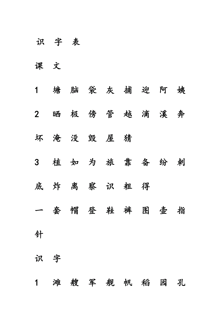 小学二年级上册语文注音练习(识字表)_第1页