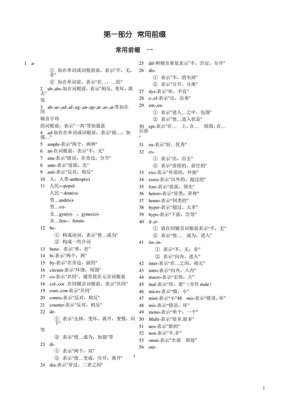 英语常用词根词缀表总汇._第1页