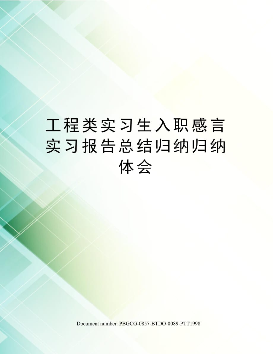 工程类实习生入职感言实习报告总结归纳归纳体会_第1页