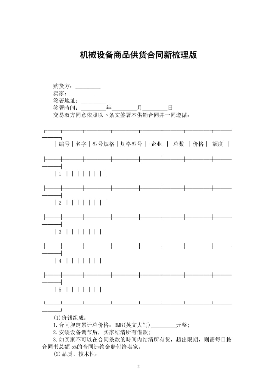 机械设备商品供货合同新梳理版_第2页