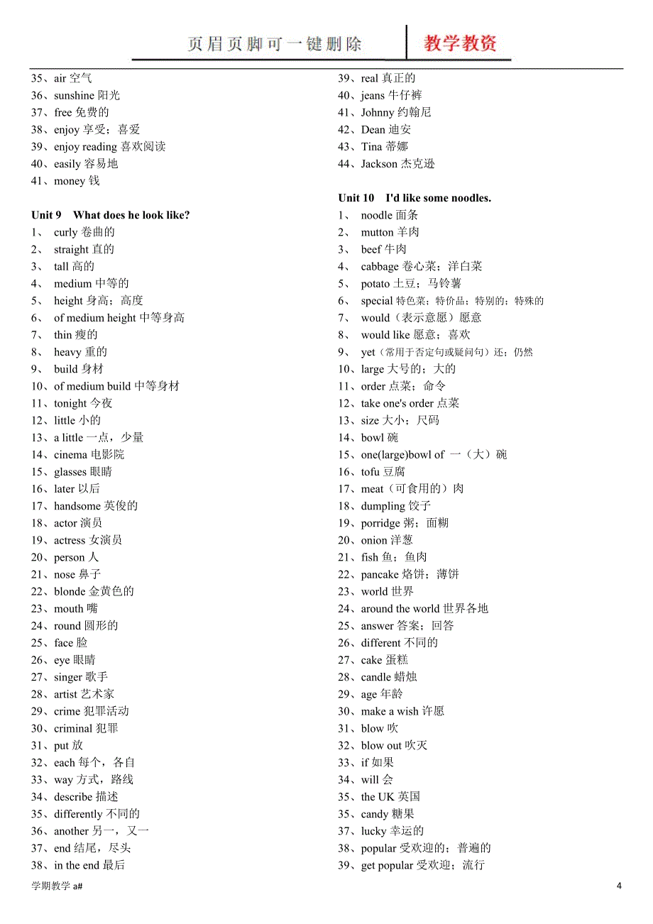 新版英语七年级下册单词表【谷风教育】_第4页