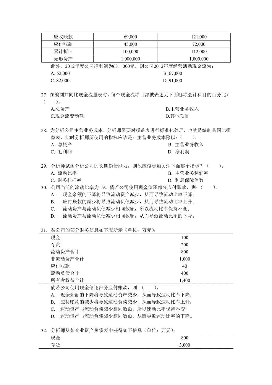 注册信贷分析师考试模拟试题_第5页