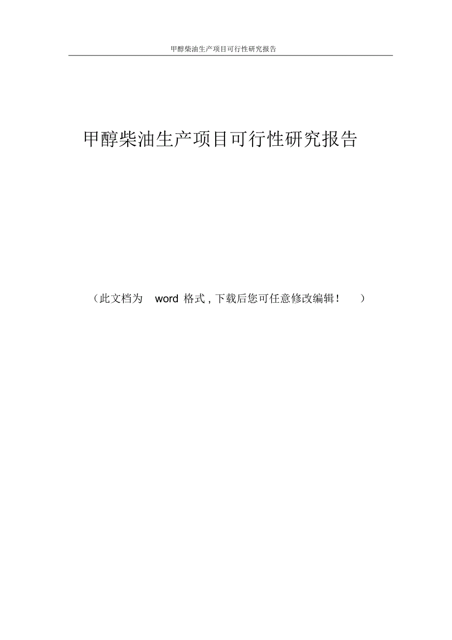 甲醇柴油生产项目可行性研究报告_第1页