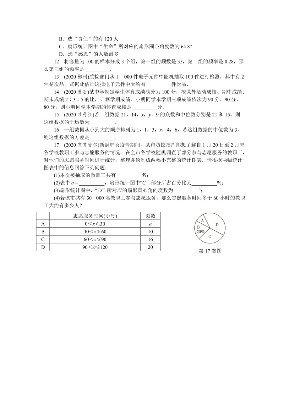 江西省中考数学知识点复习练习：统计_第3页
