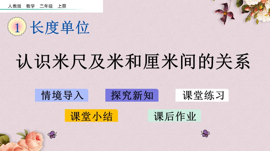 最新人教版二年级上册数学《1.2 认识米尺及米和厘米间的关系》PPT课件_第1页