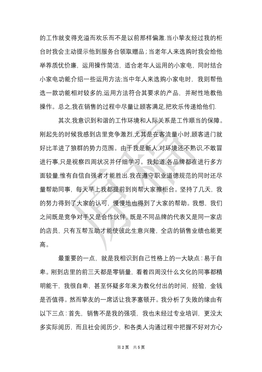 大学生暑期家电促销社会实践报告（Word最新版）_第2页