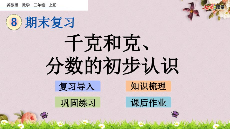 最新你苏教版三年级上册数学精品《 8.1 千克和克、分数的初步认识》PPT课件_第1页