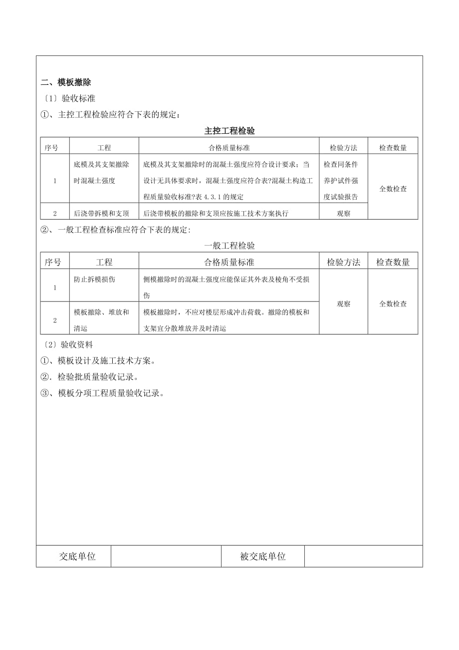 混凝土工程模板分项工程监理交底（word版）_第3页