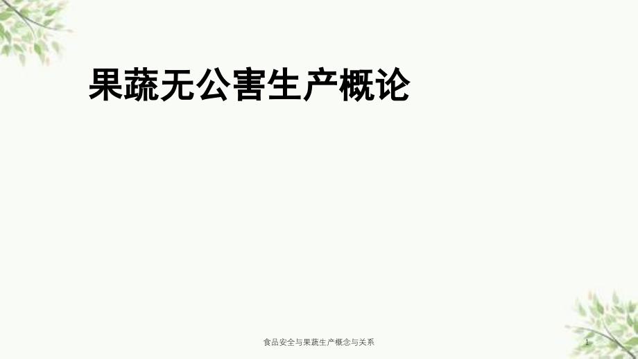 食品安全与果蔬生产概念与关系课件_第1页