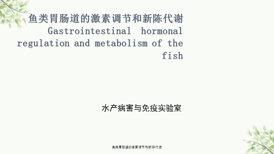 鱼类胃肠道的激素调节和新陈代谢课件_第1页
