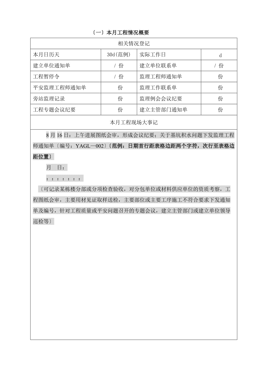 监理月报（word版）(范本)_第2页