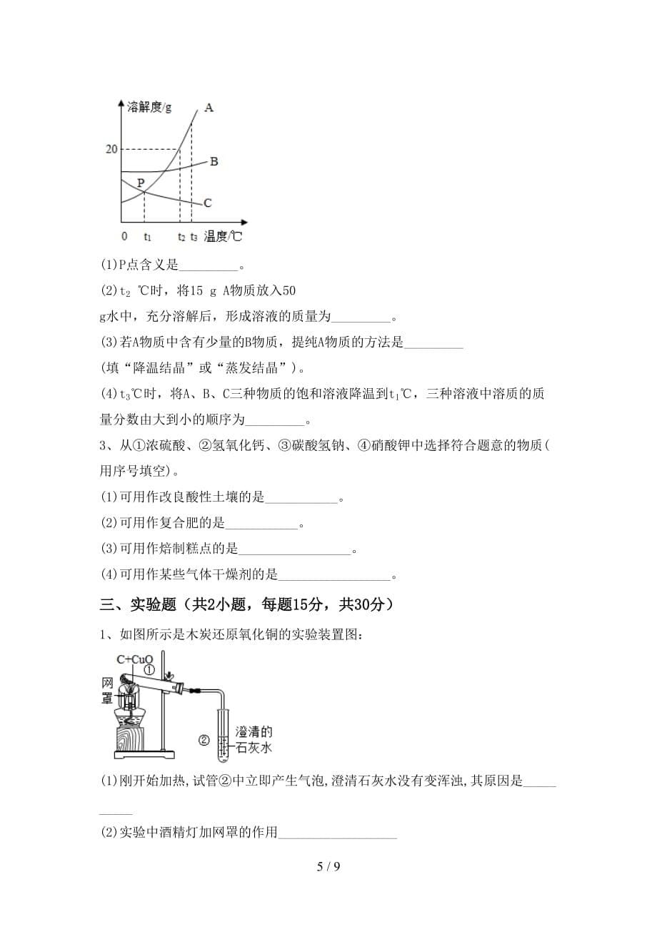 九年级化学下册月考测试卷（精品）_第5页