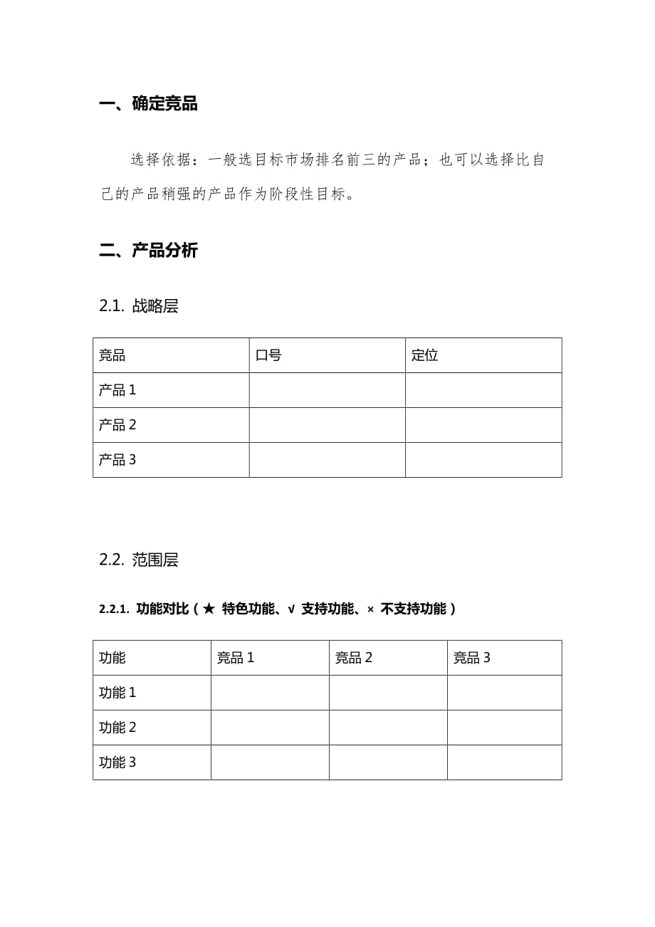 产品文档-市场化同类产品竞品分析模板_第2页