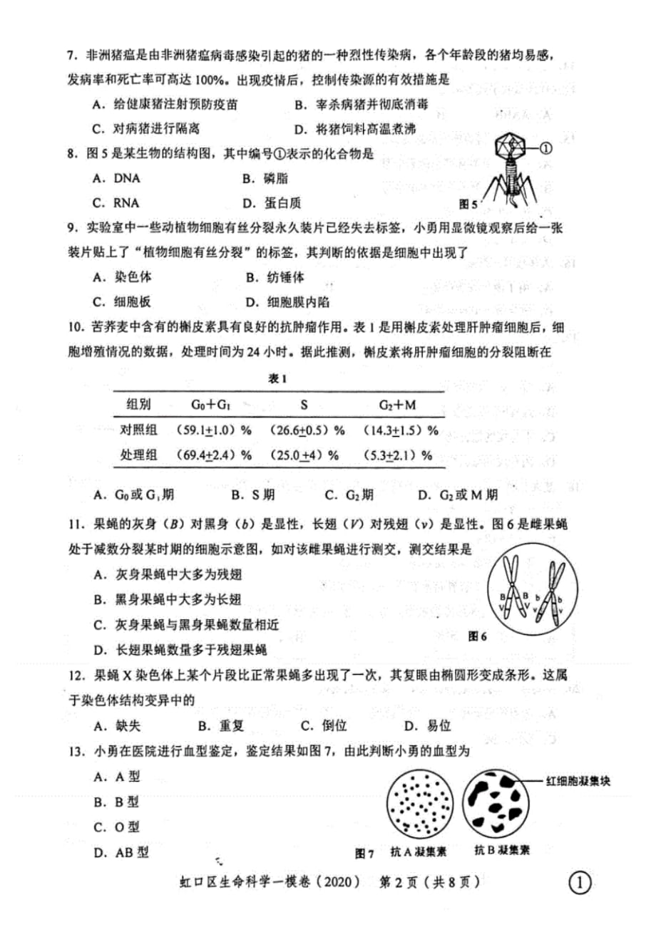 新版详细整理2020年上海15区高考生物一模试卷(全套)_第2页