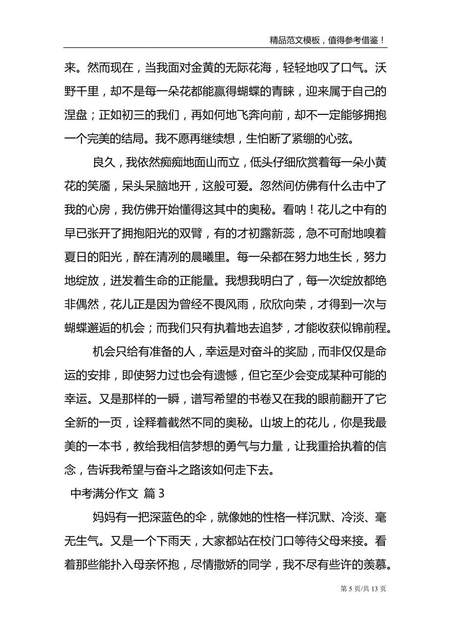 【推荐】中考满分作文合集七篇_第5页